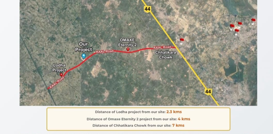 Location map of the KB Realty plots on Raal Road, Vrindavan